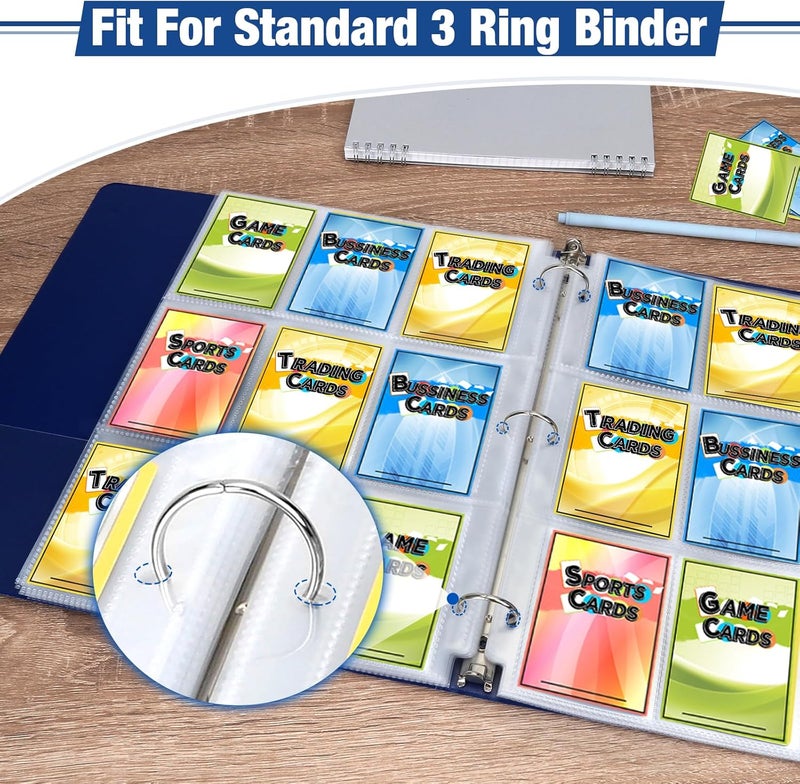 Fabmaker 648 Pockets Double Side Trading Card Sleeves, 9 Pocket Card Sleeves Binder Sheets for 3 Ring Binder, Long-Lasting Trading Cards Binder Sleeves Compatible with MTG, Baseball, Game - Image 5